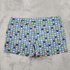 Modbe Shorts Womens 14 Blue Chevron Print Chino Twill Stretch Casual Summer
